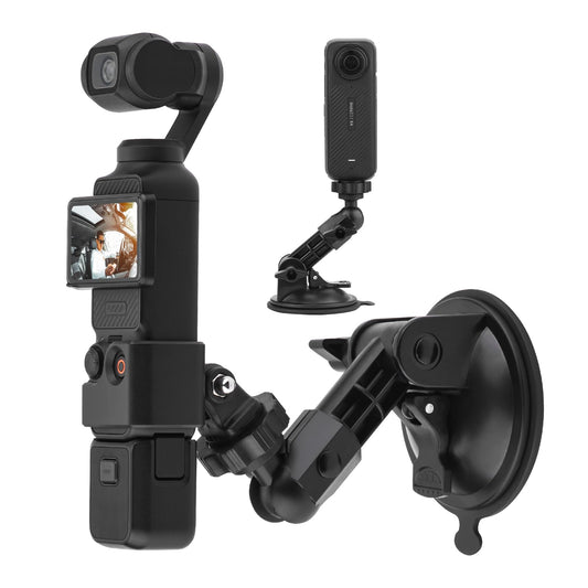 BRDRC Pocket 3 Suction Cup Mount, Windshield Window Dash Holder Kit with Expansion Adapter for Insta360 X3 X4 X2 Go 3 for GoPro Max Mini Hero 12 11 10 9 8 7 6 5 Pocket 3 2 Action 3 4 Accessories