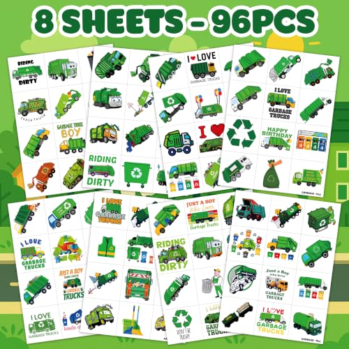 96 Garbage Truck Temporary Tattoos for Kids | Party Favors