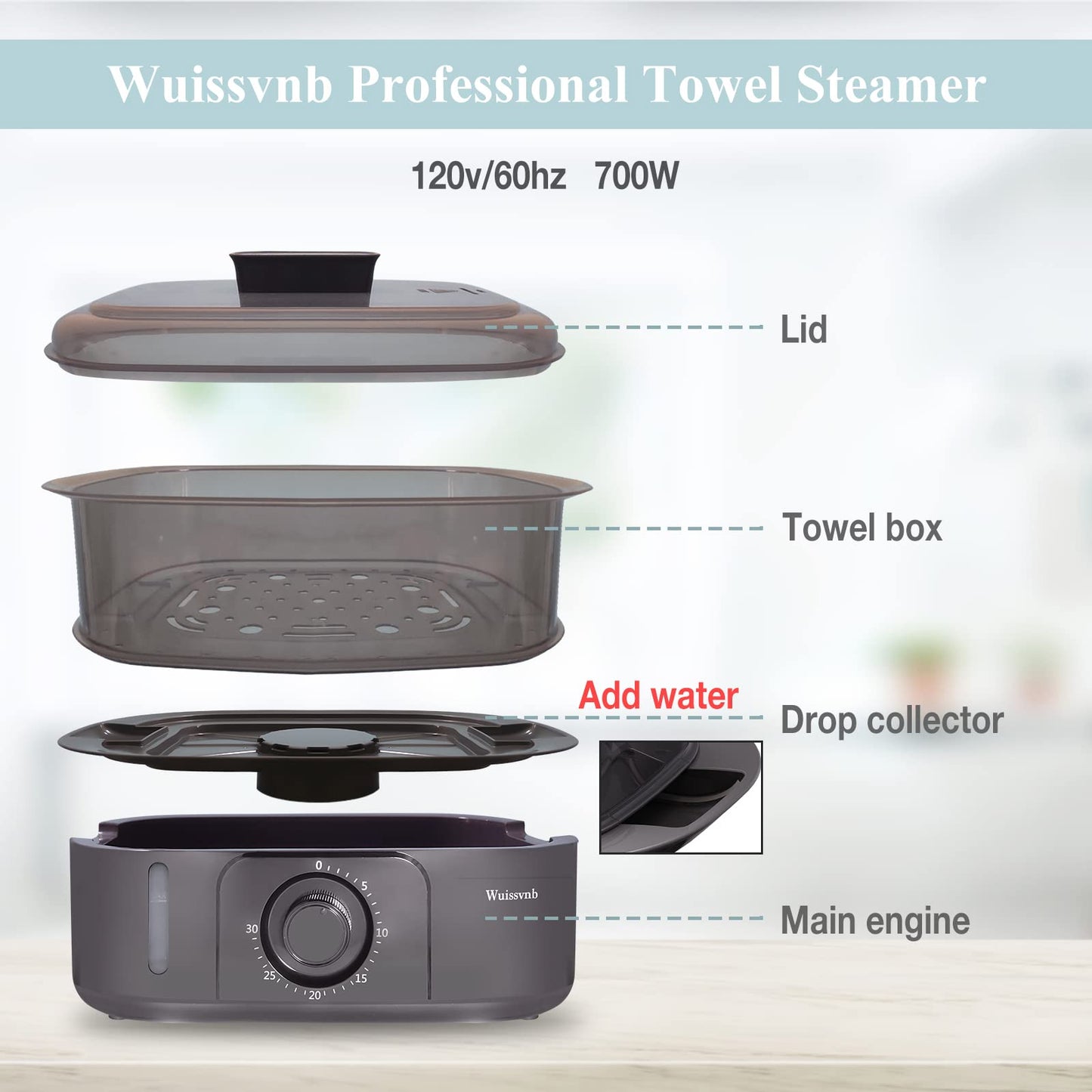 Wuissvnb 8L Hot Towel Warmer, Steamer Towel Steamer for Facials, Towel Heater with Fast Heating for Quick Use,Great for Massage, Spa and Home use