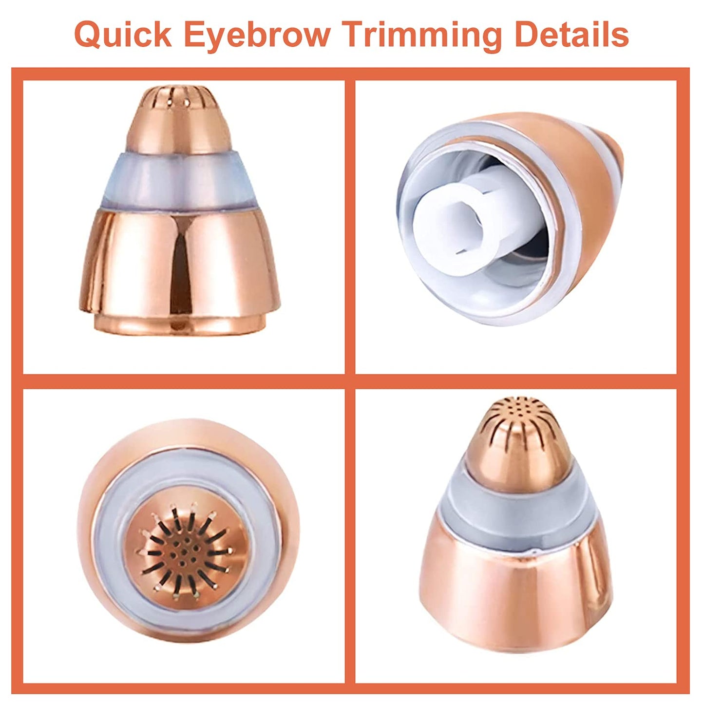 Eyebrow Hair Remover Replacement Heads Compatible for Finishing Flawless Facial Hair Removal Tool for Women Smooth, with Cleaning Brush, Rose Gold (RoseGold-4pcs)