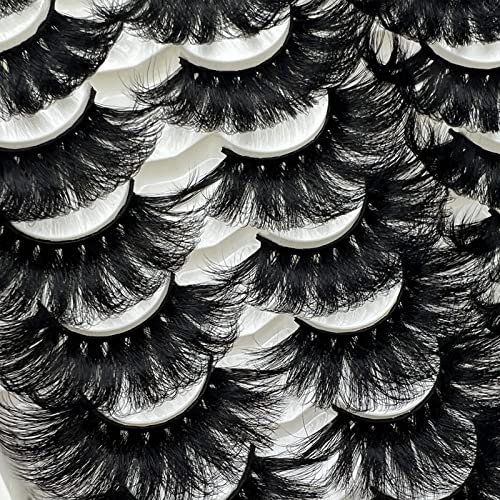 25MM Lashes Mink Fluffy Long 20 Pairs Dramatic 3D Mink Lashes Pack, Reusable 5D Thick Long 25 MM False Faux Mink Eyelashes Bulk