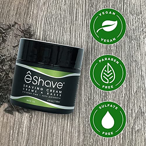 eShave Shaving Cream for Men, White Tea, prevents shaving irritation and razor burn, generates a rich lather for a soft, silky, Smoothest Shave