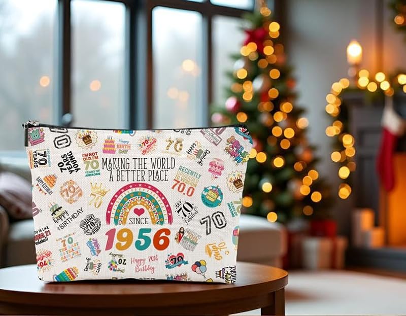 1956 Makeup Bag for 70th Birthday Gifts | Elegant Cosmetic Organizer