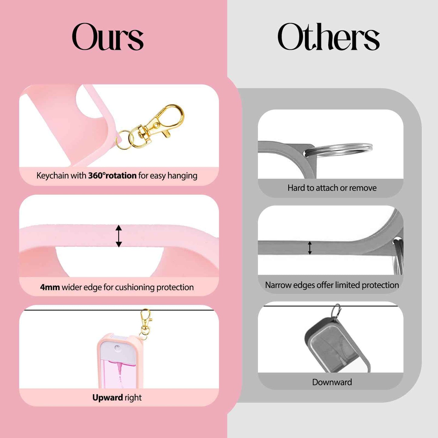 COCGVEL Silicone Case Compatible with Touchland Hand Sanitizer Spray, Protective Case with Keychain for Power Mist and Glow Mist 1 fl oz, Hand Sanitizer Spray Accessory (Colourful 1, 3 Pack)