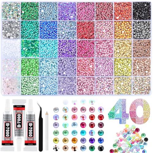 Zefy 40 Colors Resin Rhinestones Bedazzling Kit with Glue