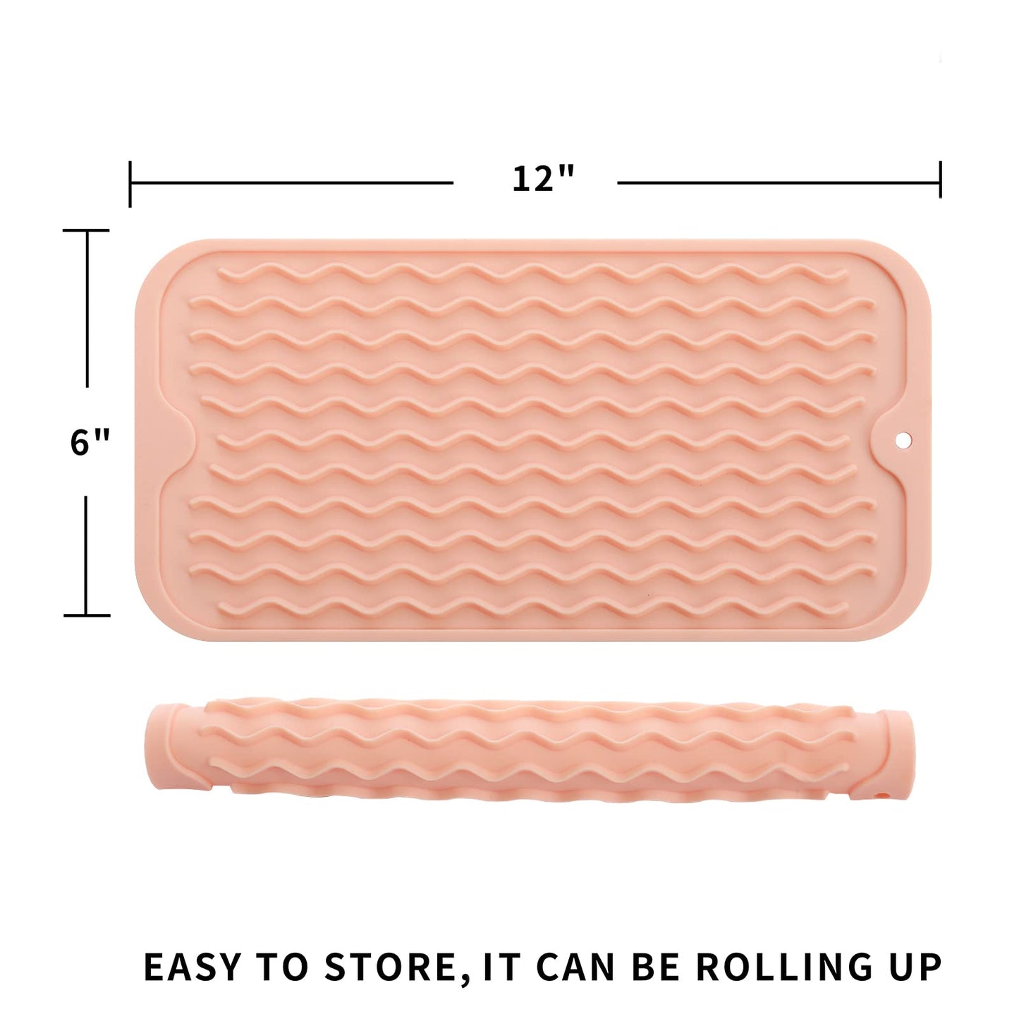 MicoYang Silicone Dish Drying Mat for Multiple Usage,Easy clean,Eco-friendly,Heat-resistant Silicone Mat for Kitchen Counter,Sink,Bar,Bottle,or Cup Pink S 12 inches x 6 inches