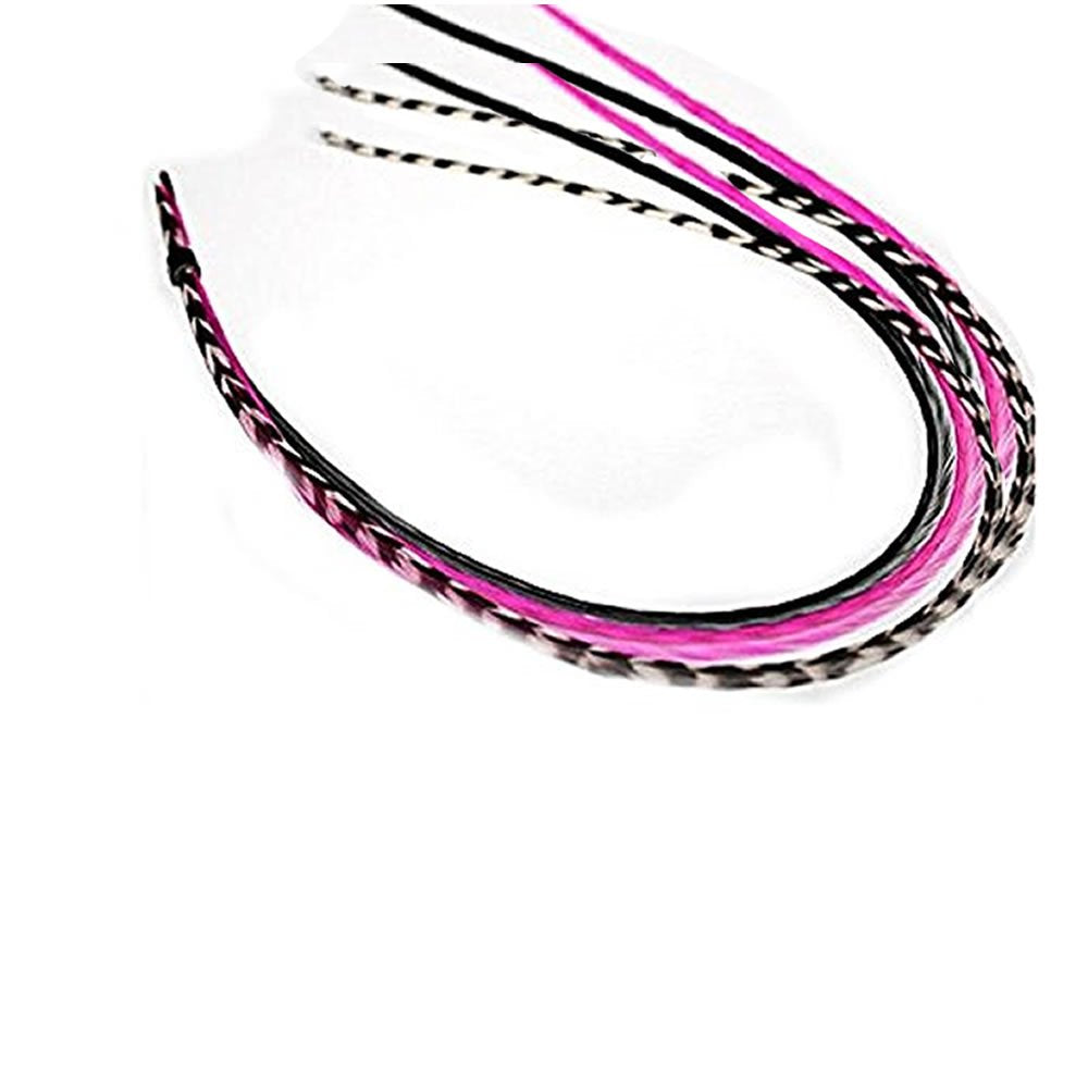 (Seven Feather) 7"-10 Pink,black & Grizzly Feathers Only Salon Quality Feathers!7 Feathers