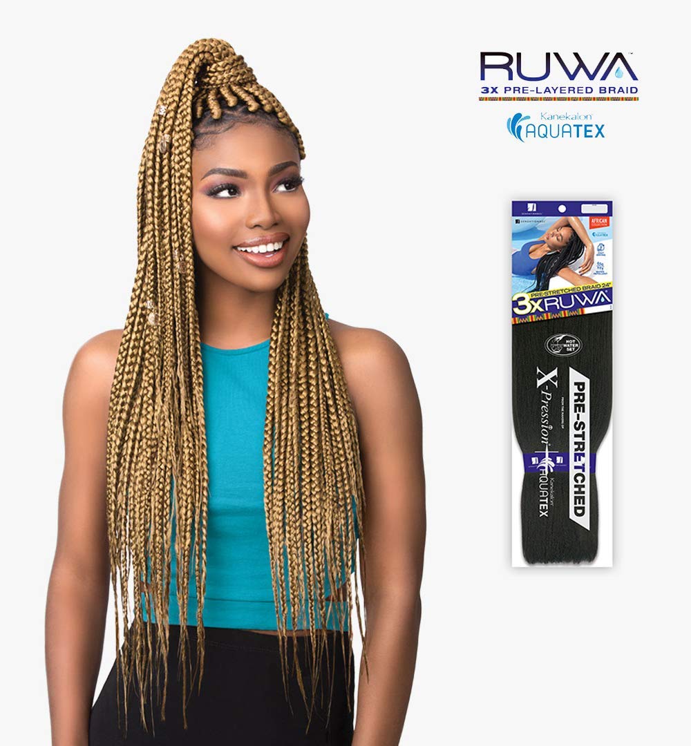 Sensationnel Synthetic Hair Braids X-Pression 3X RUWA PRE-STRETCHED Braid 24" (3 Pack, 4)