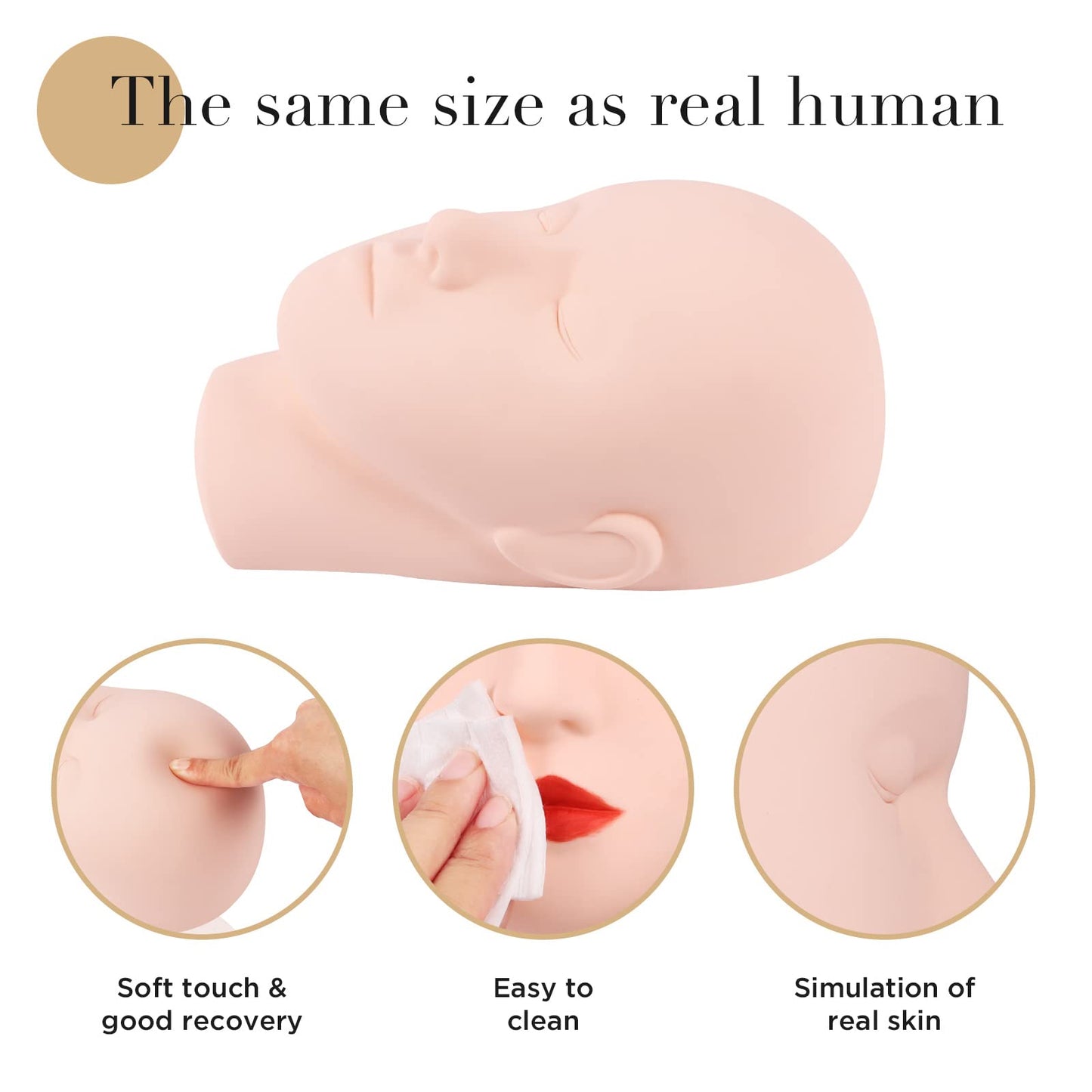 LASHVIEW Lash Mannequin Head, Practice Training Head,for Make Up and Lash Extention,Cosmetology Doll Face Head,Soft-Touch Rubber Practice Head,Easy to Clean by Skincare Essential Oil.