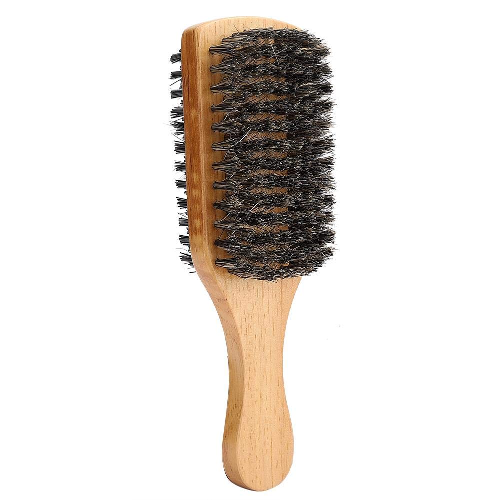 ZJchao Double Sided Beard Brush, Mustache Brush Double Sided Men's Brush Hair Brushes Facial Brush for Beard Care Bristle Nylon Mustache Comb with Wooden Handle Beard Grooming