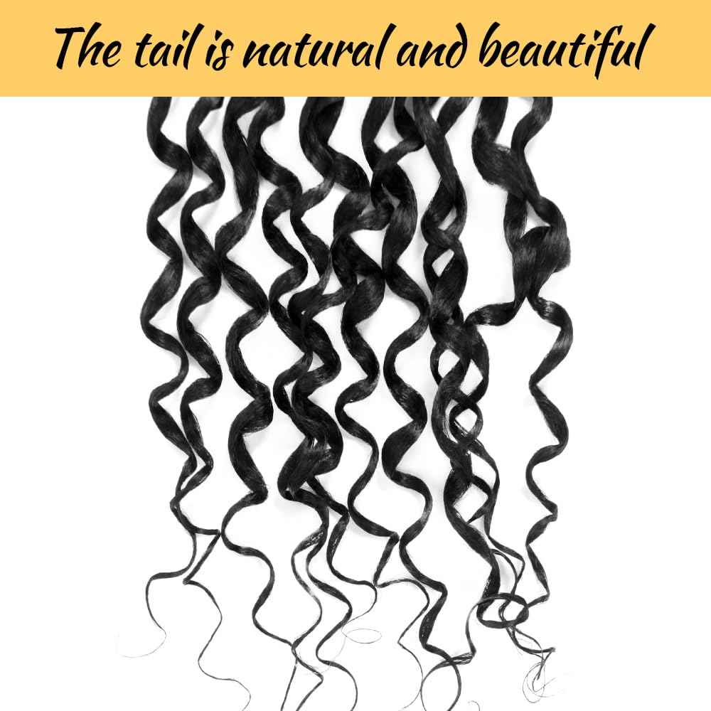 SECPOCPONY Long Boho Curl Box Braids Crochet Hair 30 Inch 8 Packs Pre looped French Curl Braiding Hair for Black Women Crochet Goddess Box Braid with Curly Ends (1B, Natural Black)