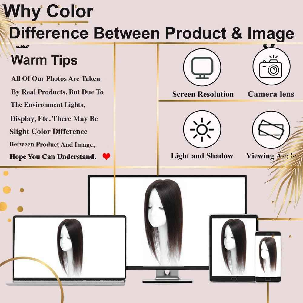 Uniferry Hair Toppers for Women Real Human Hair 12inch 13x14cm(5.1x5.5inch) Swiss Base 360°3D With Thinning Upgrade Middle Part Clip in Wispy Bnags (Brown,French)