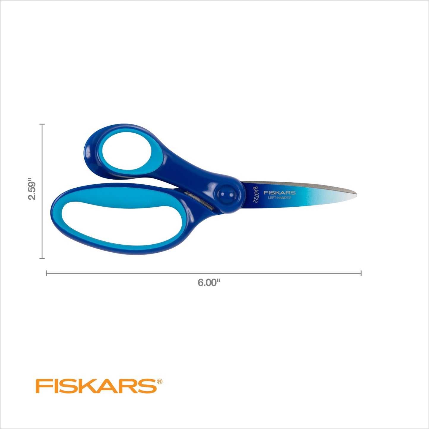 Fiskars 6" Left-Handed Big Kids Scissors for Ages 8-11, Scissors for School or Crafting, Back to School Supplies, Ombre Blue-Turquoise