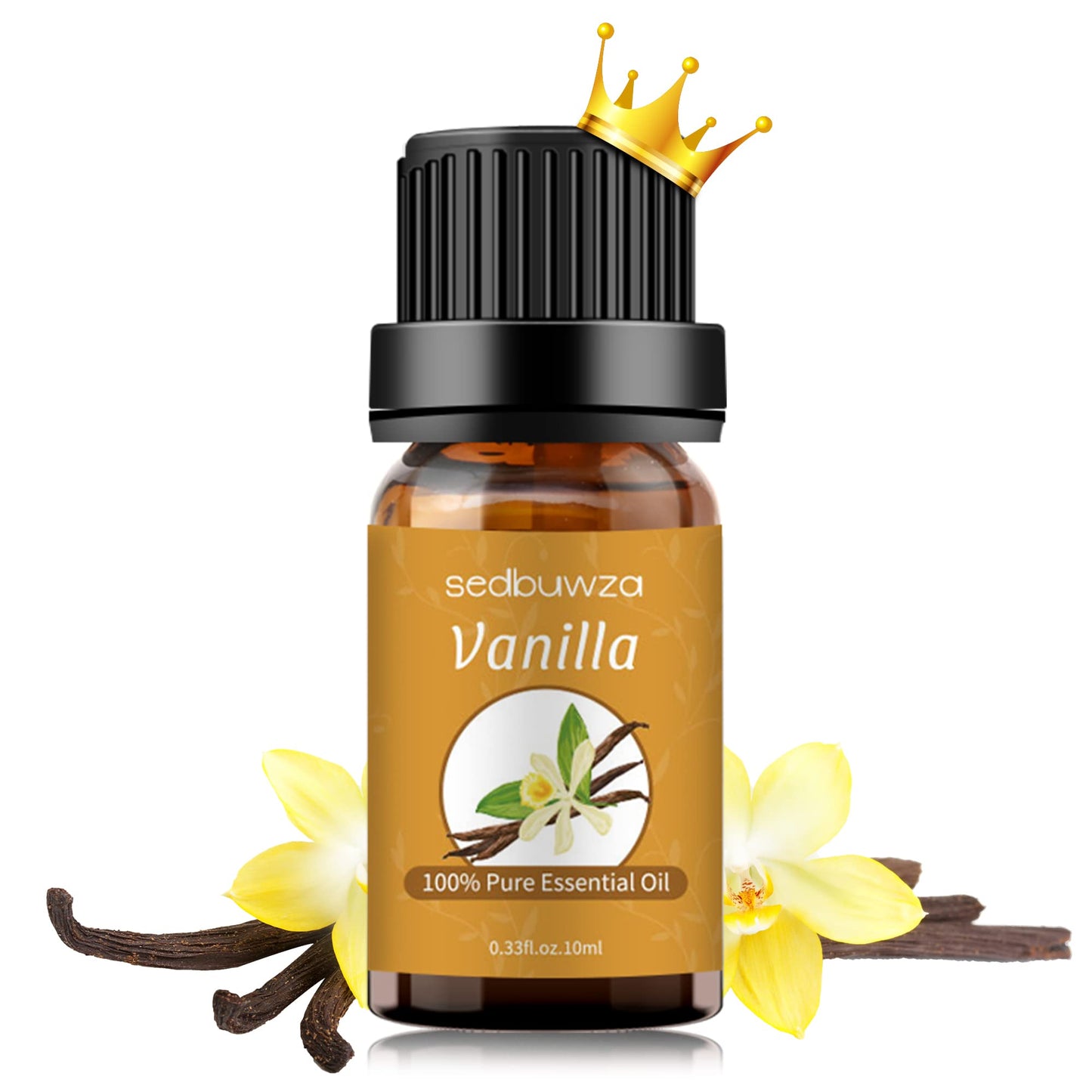 Sedbuwza Vanilla Essential Oil, Pure Organic Vanilla Fragrance Oil for Diffuser, Humidifier, Soap, Candle, Perfume