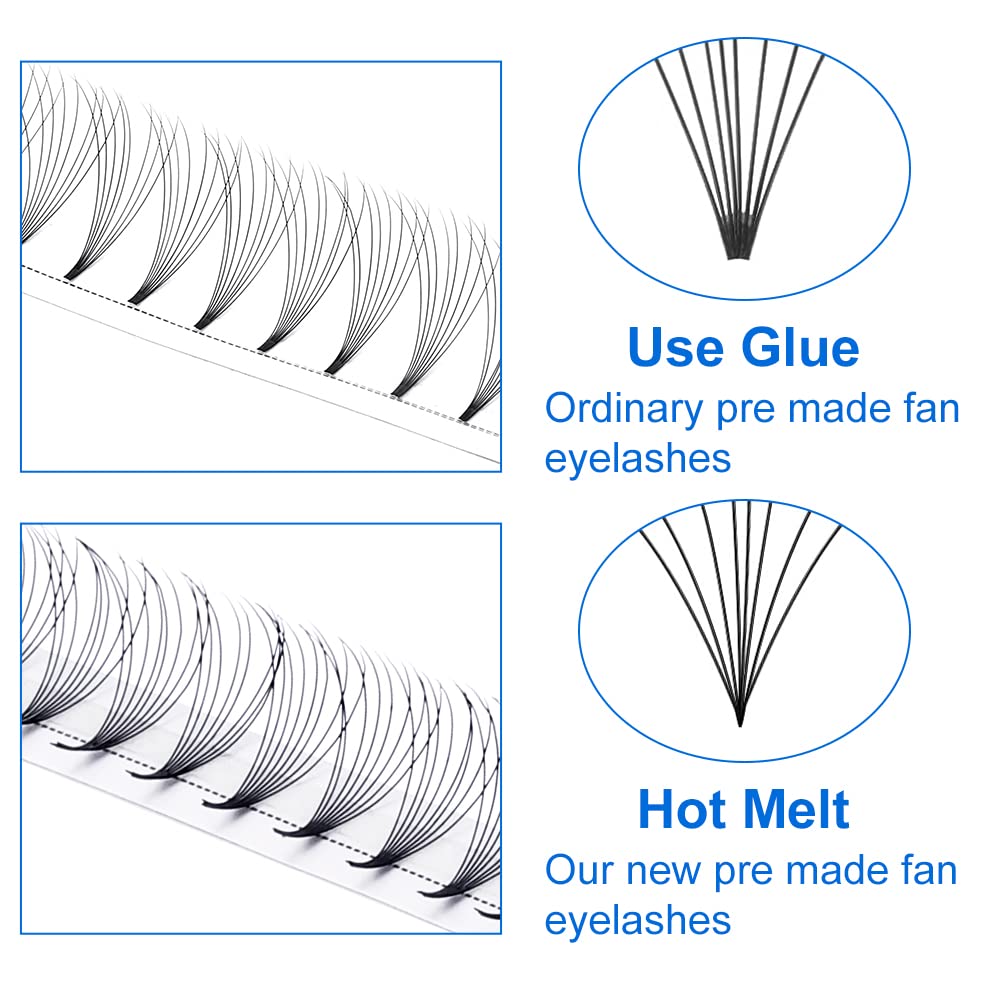 Volume Eyelash Extensions Premade Fans 5D/6D/8D/10D C/D Curl 16 Rows 9-16mm Mixed Ponited Base Preamde Lash Fans Volume Lash Extensions Supplies (8D-0.07-D, 9-16mm Mixed Tray)