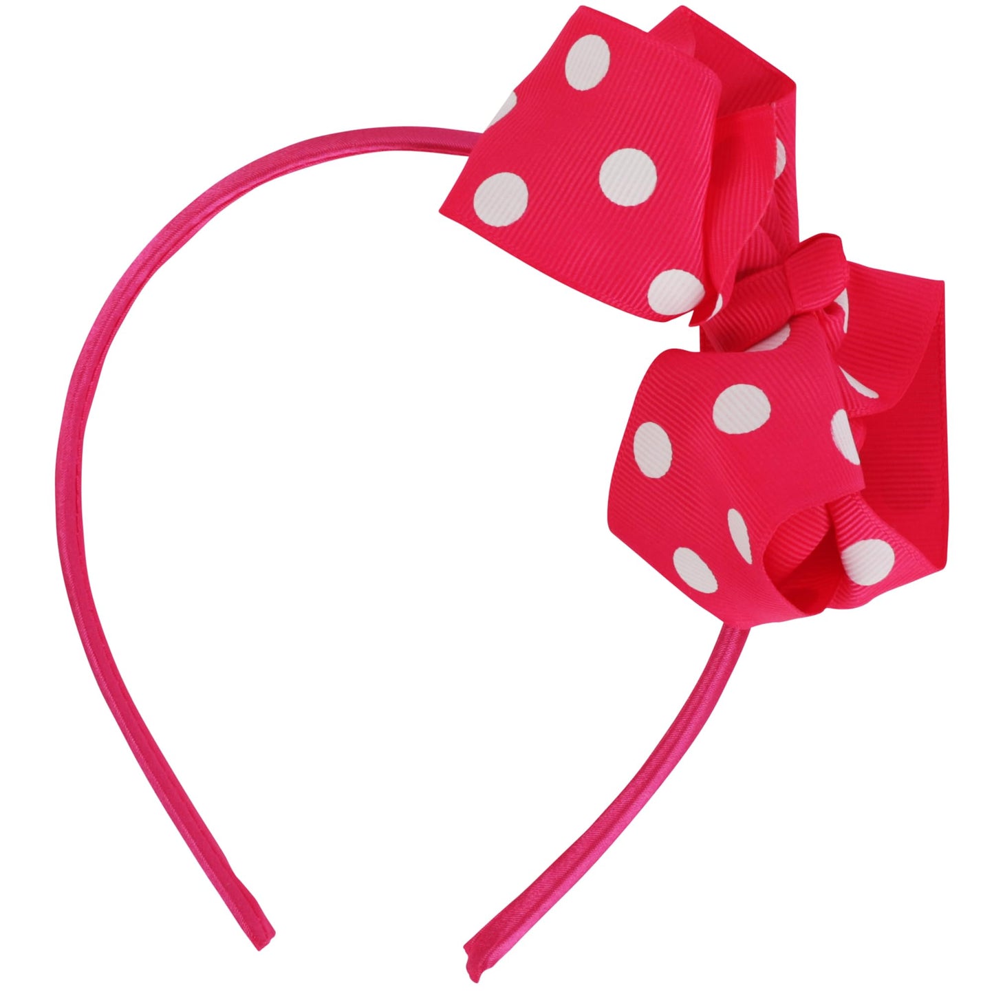 Motique Accessories Girls Polka Dot Bow Headband (Hot Pink)