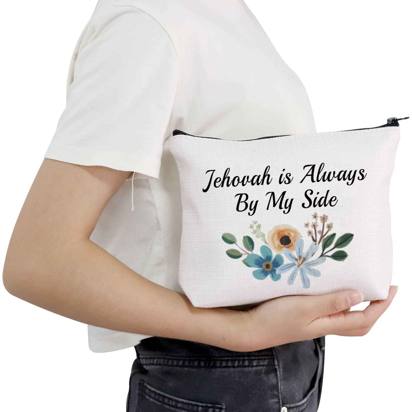 POFULL JW Baptism Gift Jehovah is Always By My Side Cosmetic Bag JW Pioneer Gifts (Jehovah By My Side)