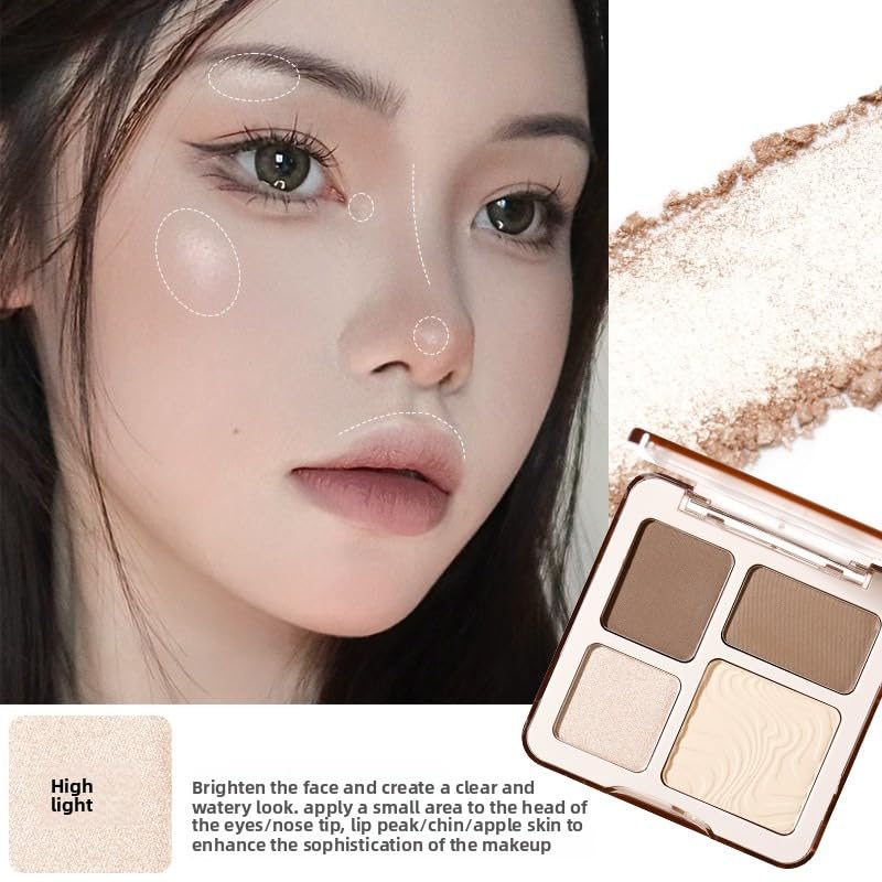 Highlight & Contour Palette - Matte & Shimmer Face Sculpting Powder