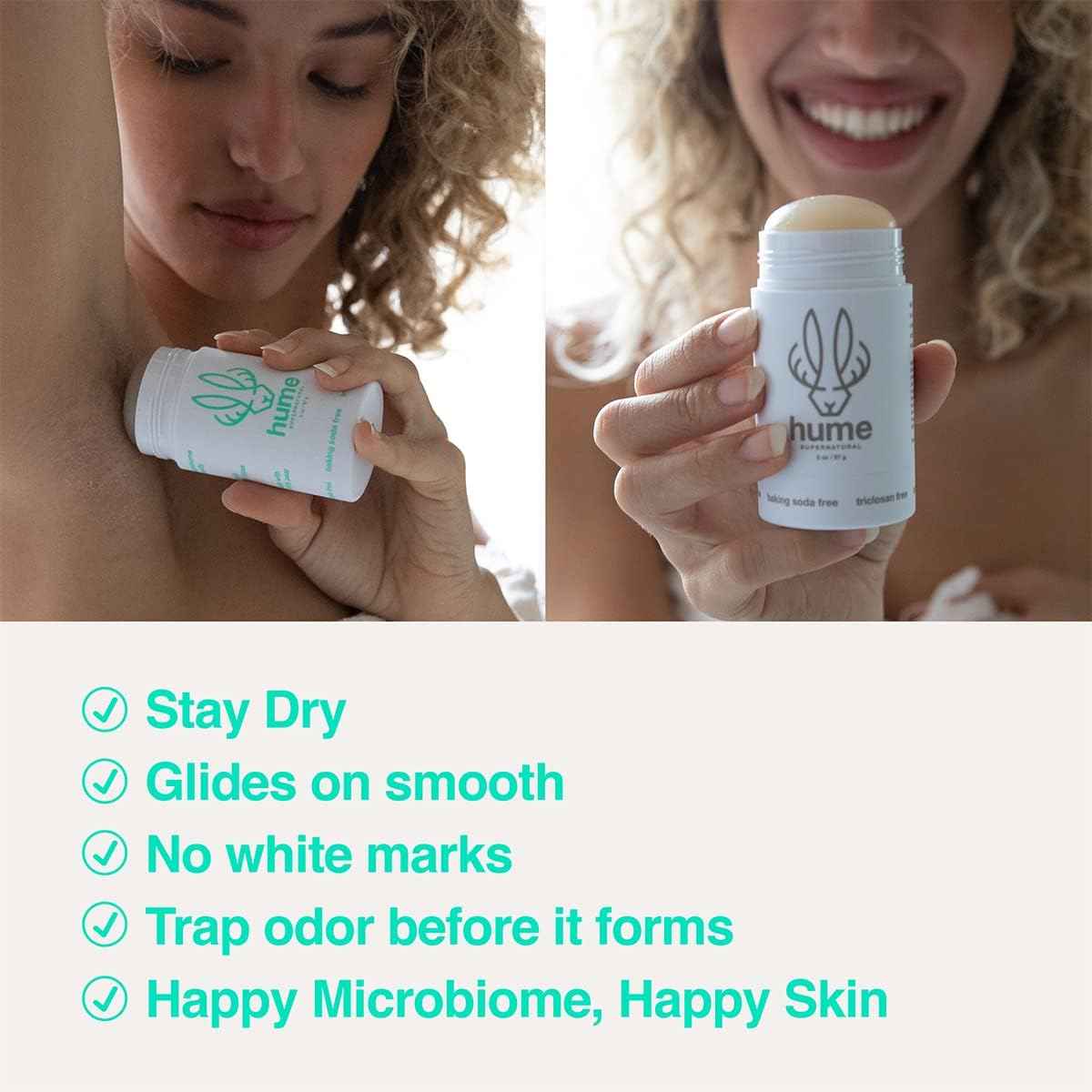 Hume Supernatural Probiotic Roll‑On Deodorant, Aluminum‑Free & Plant‑Based, Gentle on Sensitive Skin, Quick‑Drying, Long‑Lasting Sweat & Odour Protection for Teens & Adults Desert Bloom - 2-Pack