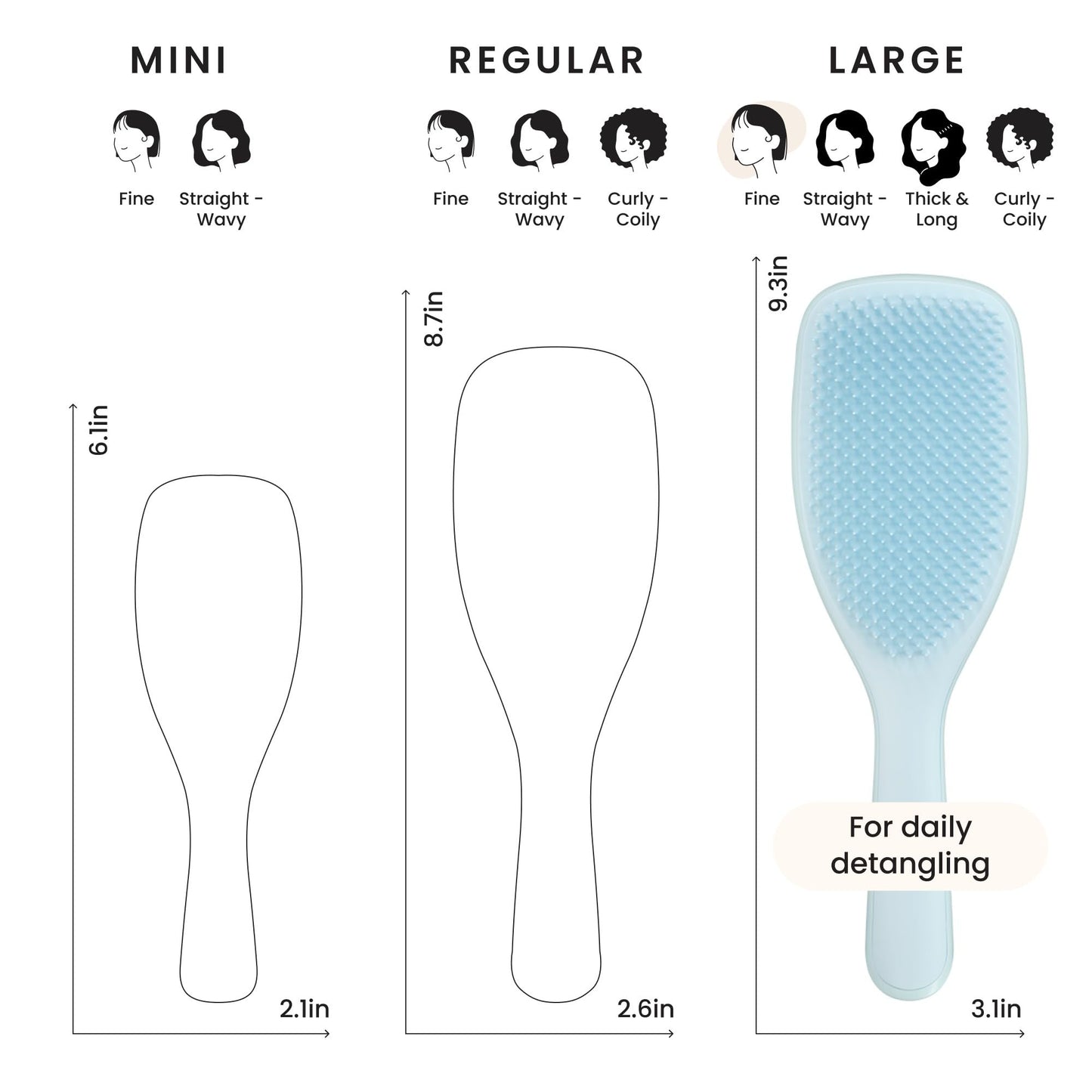 Tangle Teezer Fine & Fragile Ultimate Detangler Brush, Dry & Wet Hair Brush to Detangle & Reduce Breakage, Large, Seafoam Blue