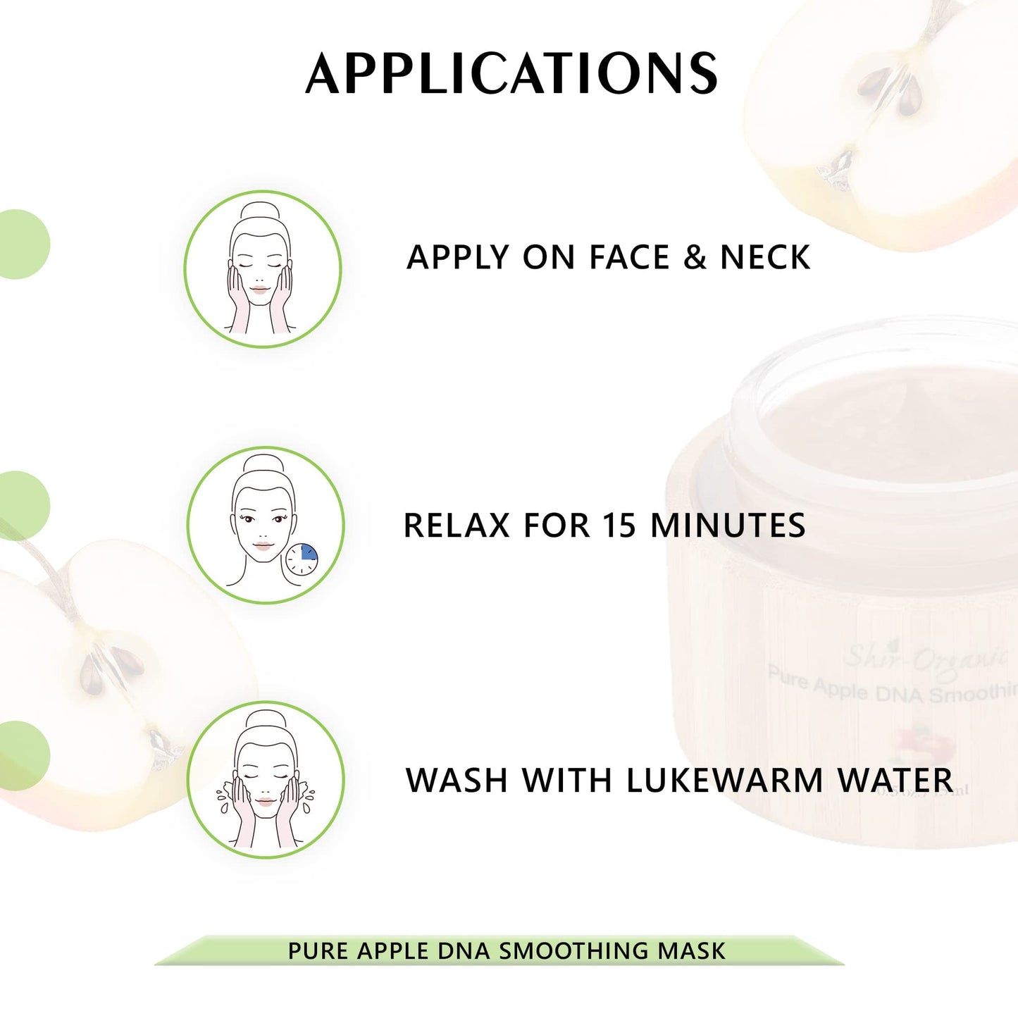 Shira Shir-Organic Pure Apple DNA Smoothing Mask For Nourished Soft and Radiant SkinLeaves Skin hydrated Benefical for Hyperpigmentation related issues Suits on All Skin Tyes(Except Sensitive) (50 ML)