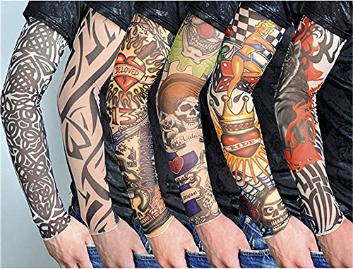Temporary Tattoo Arm Sleeves – 12pcs Compression UV Protection