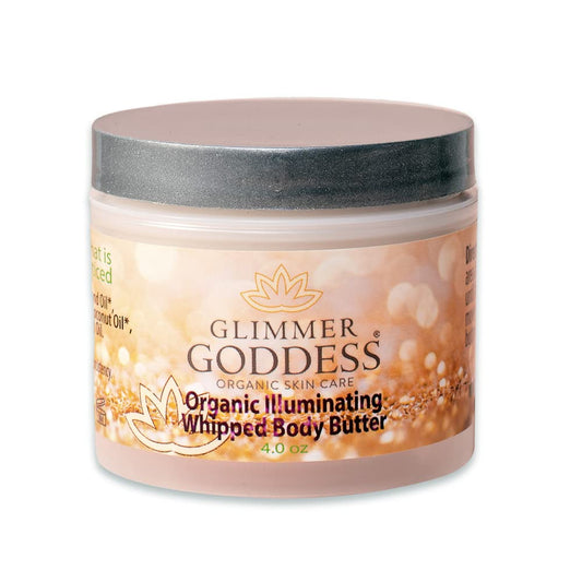 GLIMMER GODDESS Organic Whipped Body Butter - Sexy Level 2 Gold Shimmer - Moisturizing & Nourishing Skincare with Natural Ingredients - Sultry Glow & Hydration - 4.0 oz