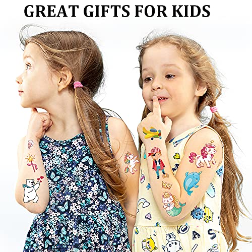 120Pcs Temporary Tattoos, Mixed Styles Cute Cartoon Waterproof Body Art Fake Tattoo Stickers Decorations, Butterfly Dinosaur Pirate Mermaid Birthday Party Favor Supplies