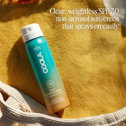 COOLA Organic Sunscreen SPF 30 Sunblock Spray, Dermatologist Tested Skin Care for Daily Protection, Vegan and Gluten Free, Tropical Coconut