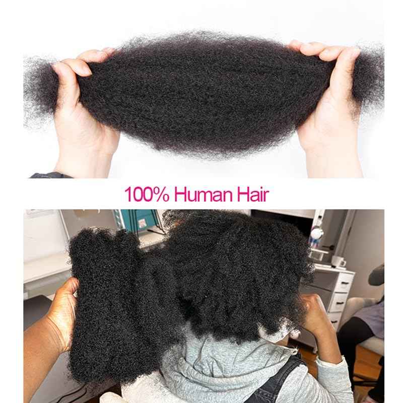 Afro Kinkys Bulk Human Hair, 14 inch 50 Gram 4c Curly Hair for Permanent Sister Locs/Mini Twists/Braids Can Dye and Bleach (Natural Black, 14 Inch)
