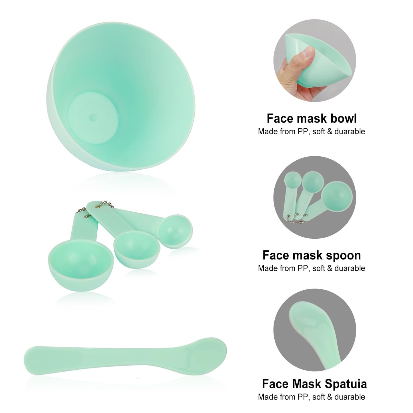 LazyGa Face Mask Mixing Bowl Set - Beauty and Skin Care 7pcs Natural Jade eye mask and Silicone Mask Mixing Tools Kit for Mixing Clay Mask (Pmask+Gbowl)