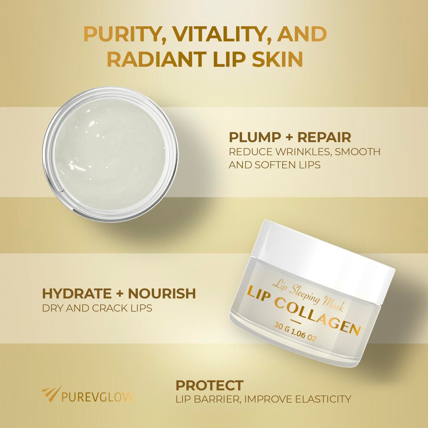 Lip Collagen Peptide Sleeping Mask: 30g Overnight Lip Wrinkle Treatment with Hyaluronic Acid Coconut Shea Butter - Lip Balm to Nourish Hydrate Dry Cracked Lips - Lip Plumper Moisturizer