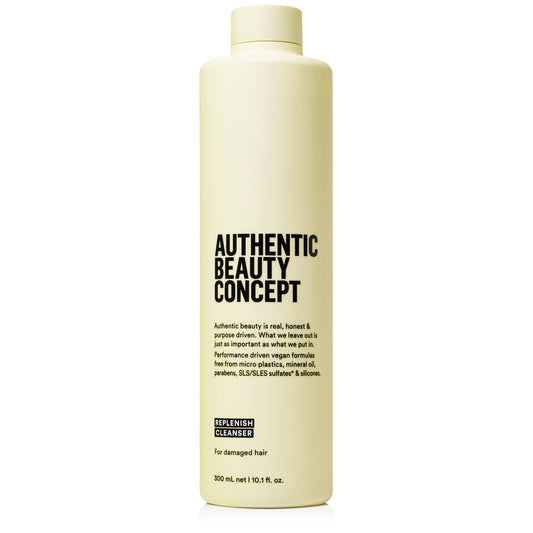 Authentic Beauty Concept Replenish Cleanser | Nourishing & Cleansing Shampoo for Damaged Hair | Strengthens Hair Fiber | Vegan & Cruelty-free | Silicone-free | 10.1 fl. oz.