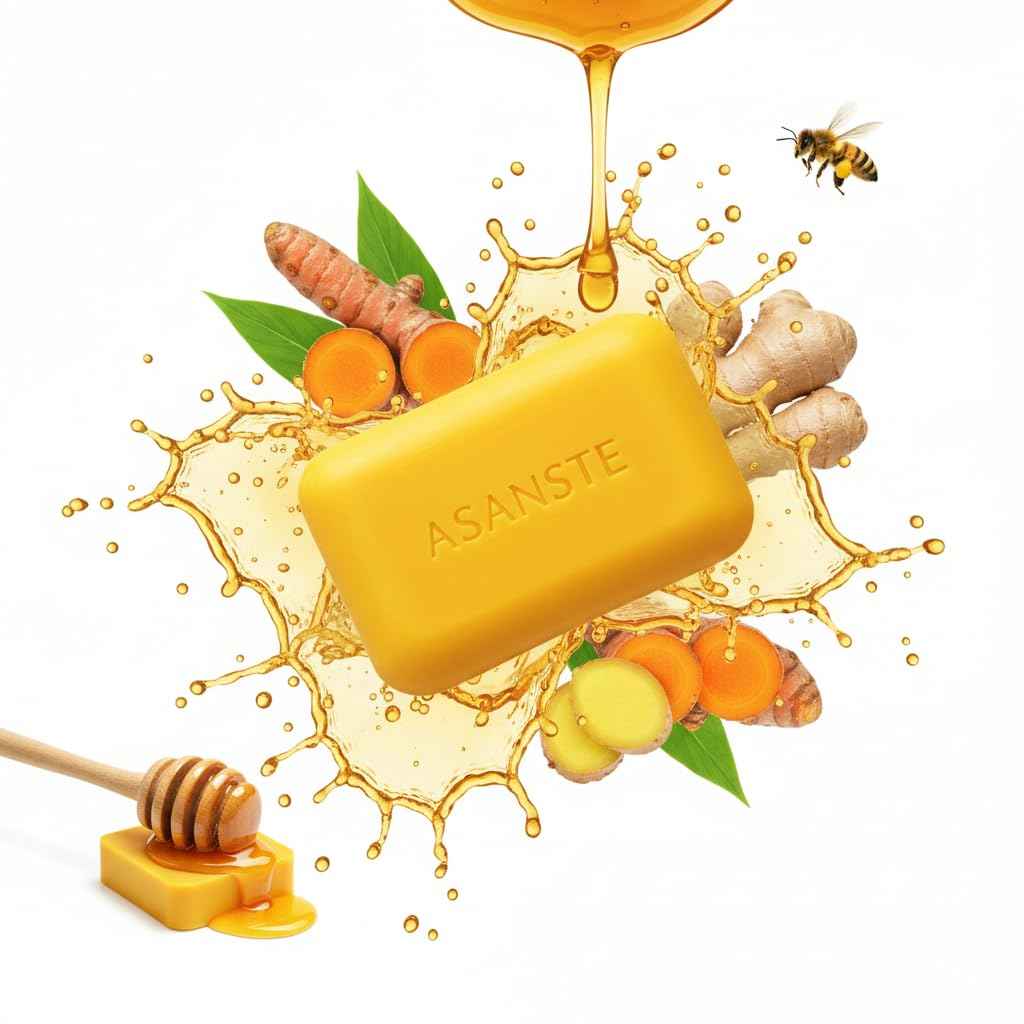 ASANTEE Turmeric & Ginger With Honey Cleansing Soap (Pack of 3)