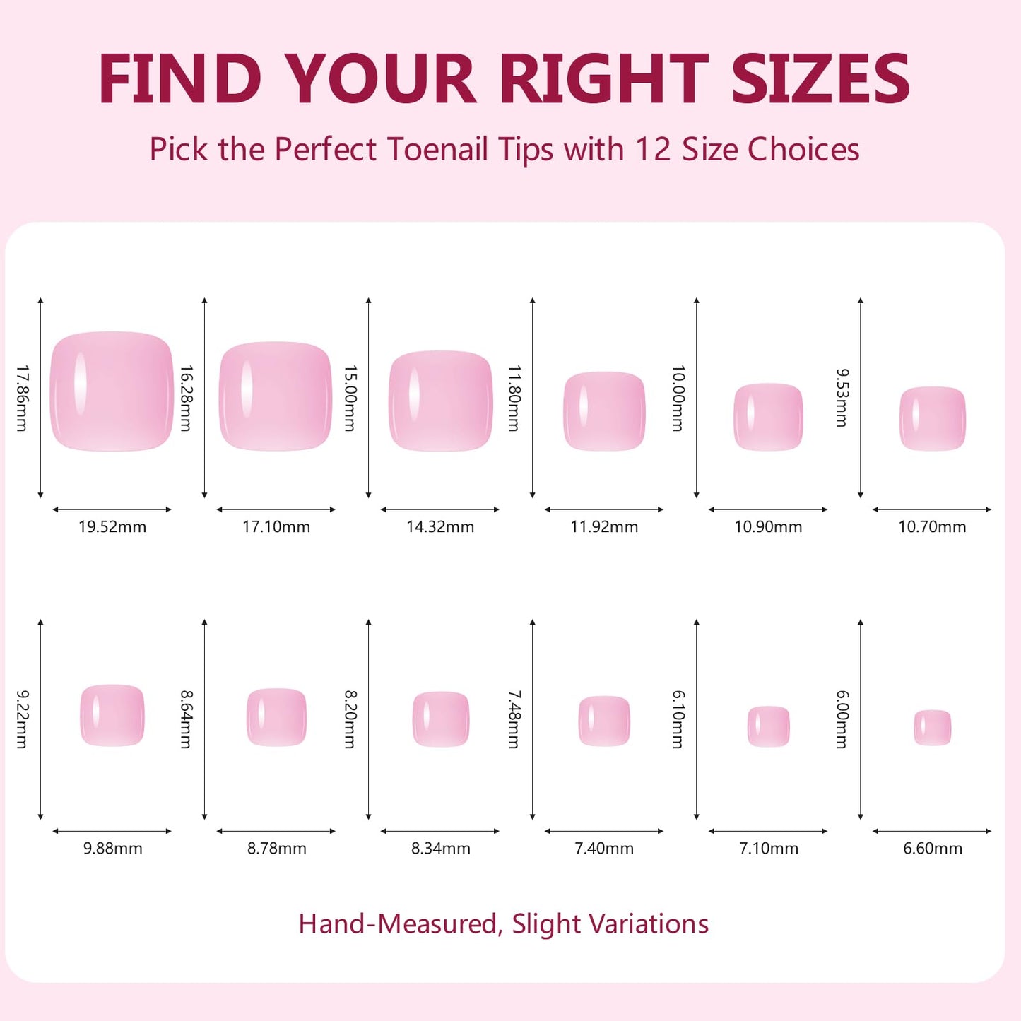 Makartt Press On Nails Short, Fake Nail with Glue, 24 PCS Glossy Pink Press on Toenails for women Acrylic Toenails Natural Fit with Nail Glue Stick Adhesive Tabs Nail File Manicure for Home Salon