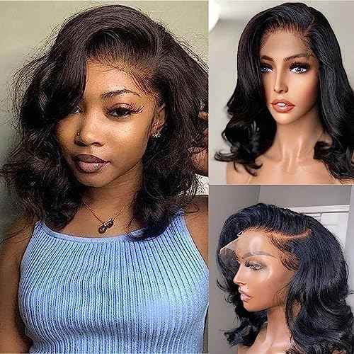 Short Bob Wig Human Hair 13X4 Lace Front Wig Natural Color, 14 Inch