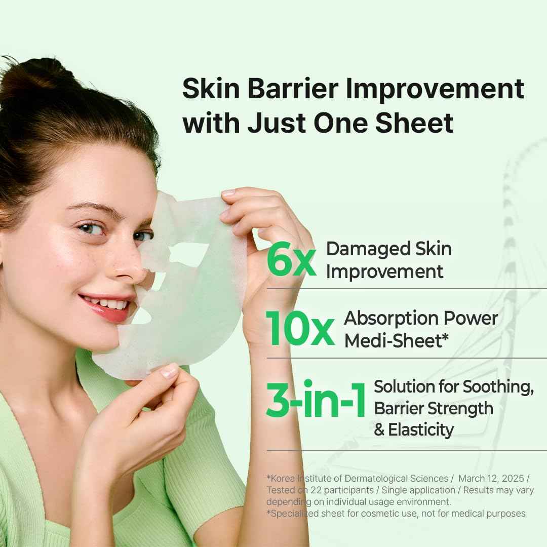 Zipiderm EGF Skin Barrier Dressing Sheet Mask – Korean Soothing & Hydrating Facial Mask with Ceramide & Panthenol for Sensitive, Dry & Acne-Prone Skin, Vegan K-Beauty Skincare Sheet, 4EA