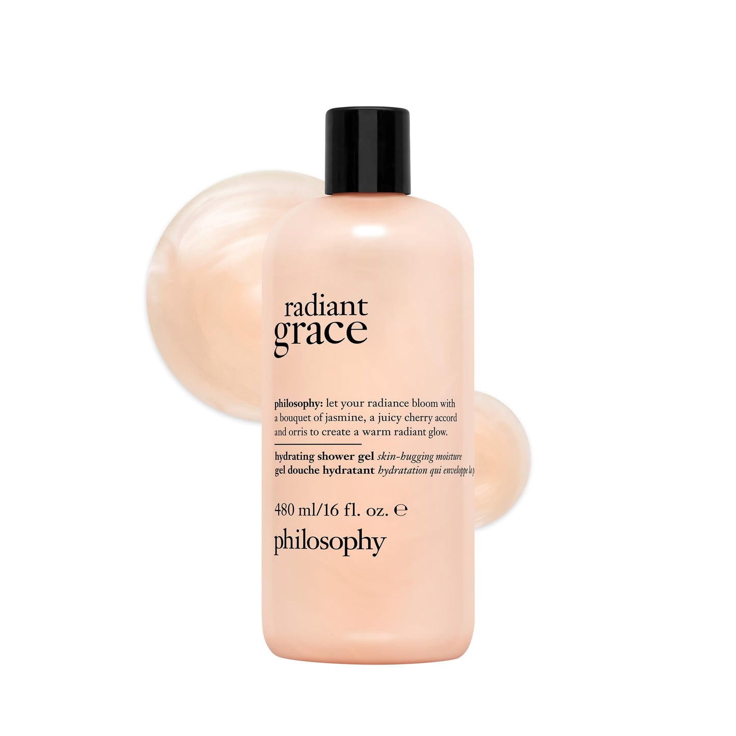 philosophy radiant grace hydrating bath & shower gel- cleanses, soothes & comforts dry skin - with notes of jasmine, black cherry & sandalwood - 16 fl oz