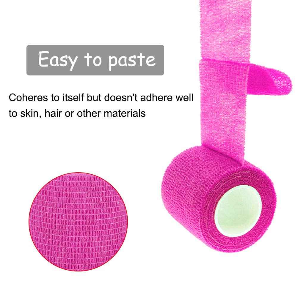 VideoPUP 24PCS Tattoo Grip Cover Wrap,Phosphor Pink&Purple Disposable Cohesive Tattoo Grip Cover Elastic Bandage Handle Grip Tube for Tattoo Machine Tattoo Grip Accessories