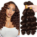 #4 Brown Loose Deep Wave Human Hair Bundles 28in 3pcs