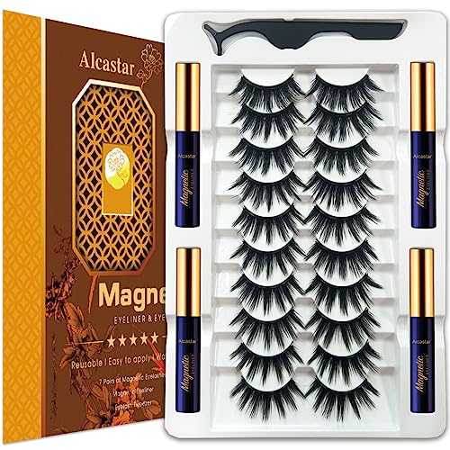 Alcastar Magnetic Eyelashes, Synthetic Fiber, Natural Look, Waterproof, No Glue Required (BA-Cat Eye10815)