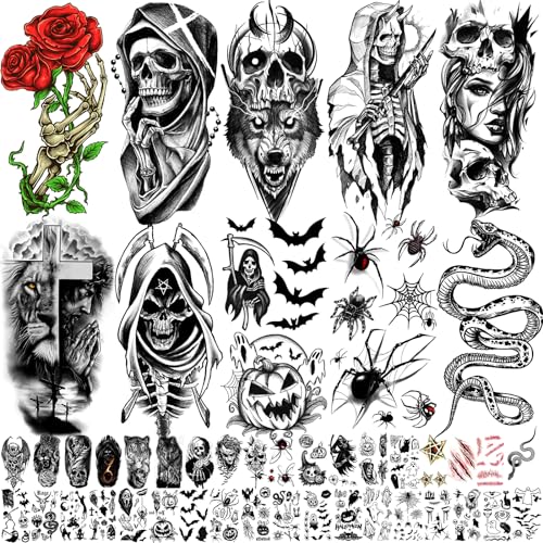 52 Sheet Halloween Temporary Tattoos for Kids & Adults - 200+ Designs