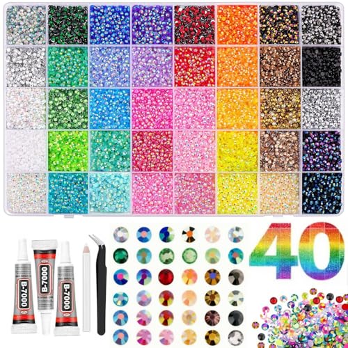 Jelly Rhinestones Bedazzling Kit - 40000 Pcs 40 Colors with Glue