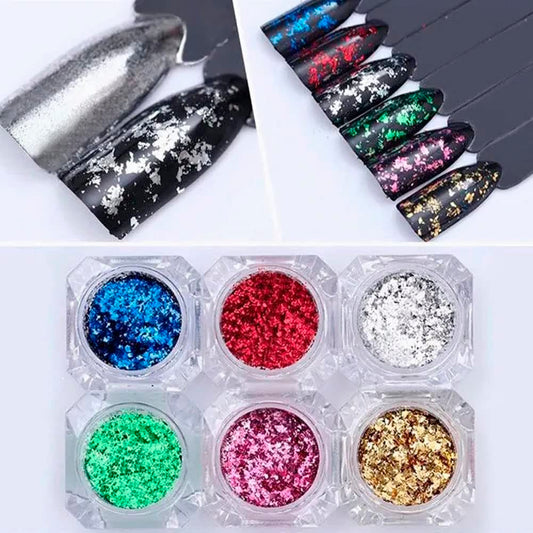 Mesiyun Nail Art Chameleon Glitters Sequins Chunky Iridescent Holographic Flakes Confetti Iridescent Powder for Nail DIY