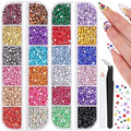 10,000 Pcs Flatback Resin Nail Rhinestones Kit - Colorful Gems & Tools