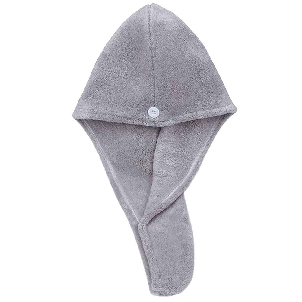 Microfiber Hair Drying Wrap Towel for Women Turban Fast Dry Gray