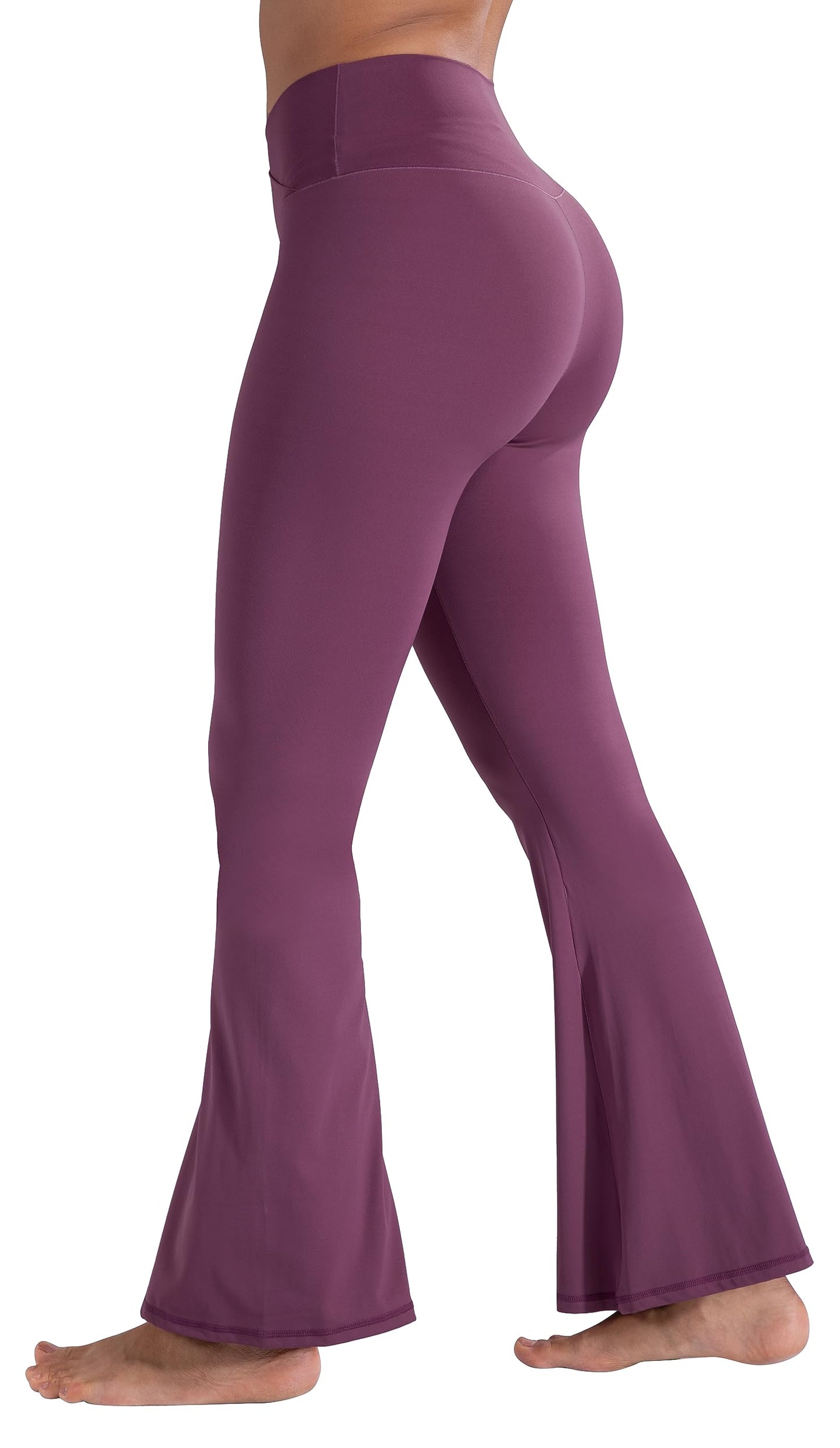 Sunzel Flare Leggings, Crossover Yoga Pants with Tummy Control, High-Waisted and Wide Leg, 30" Inseam, Burgendy X-Small