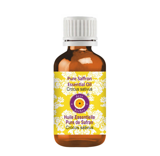 Deve Herbes Pure Saffron Essential Oil (Crocus sativus) Steam Distilled 10ml (0.33 oz)