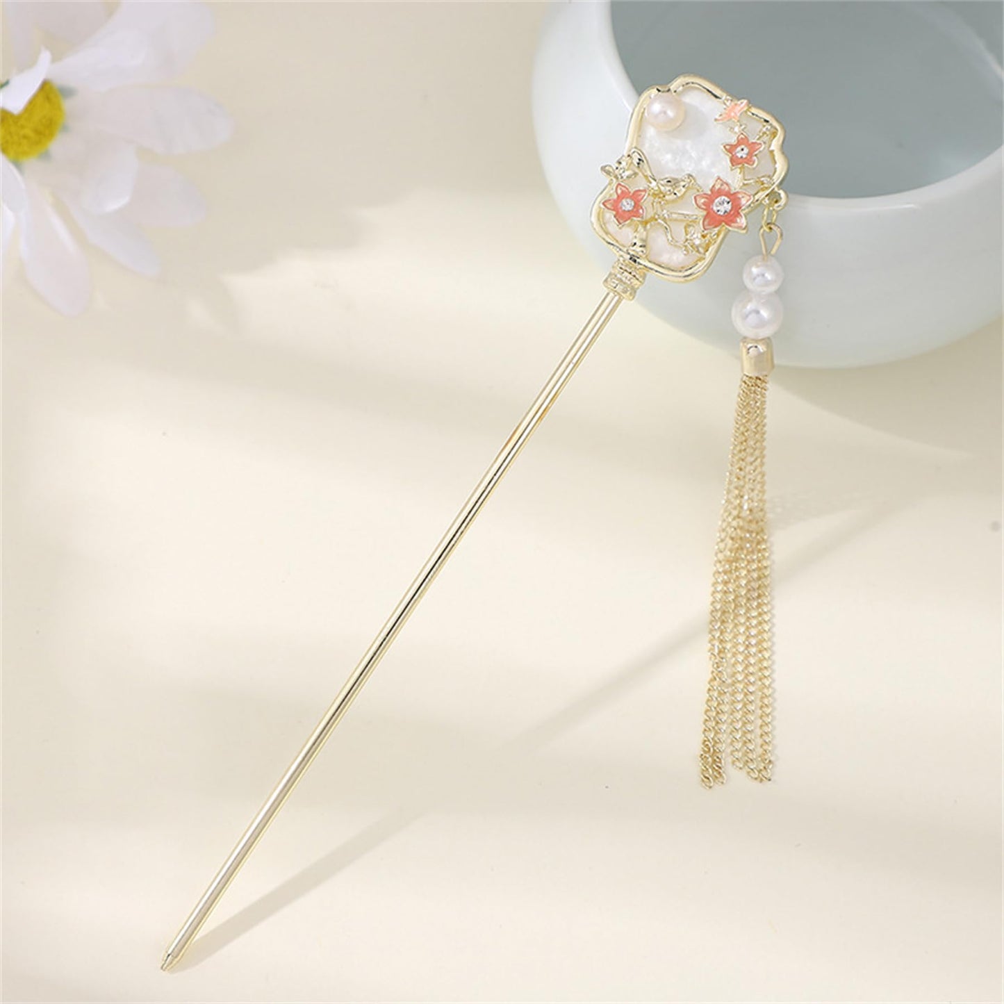 2PCS Metal Flower Hairpins Hair Stick Fork Sticks French Hair Pin Buns Hair Accessories for Women Girls #04