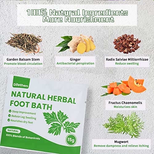 Difethen Herbal Mugwort & Ginger Foot Soak Bags for Swelling - 10 Pack